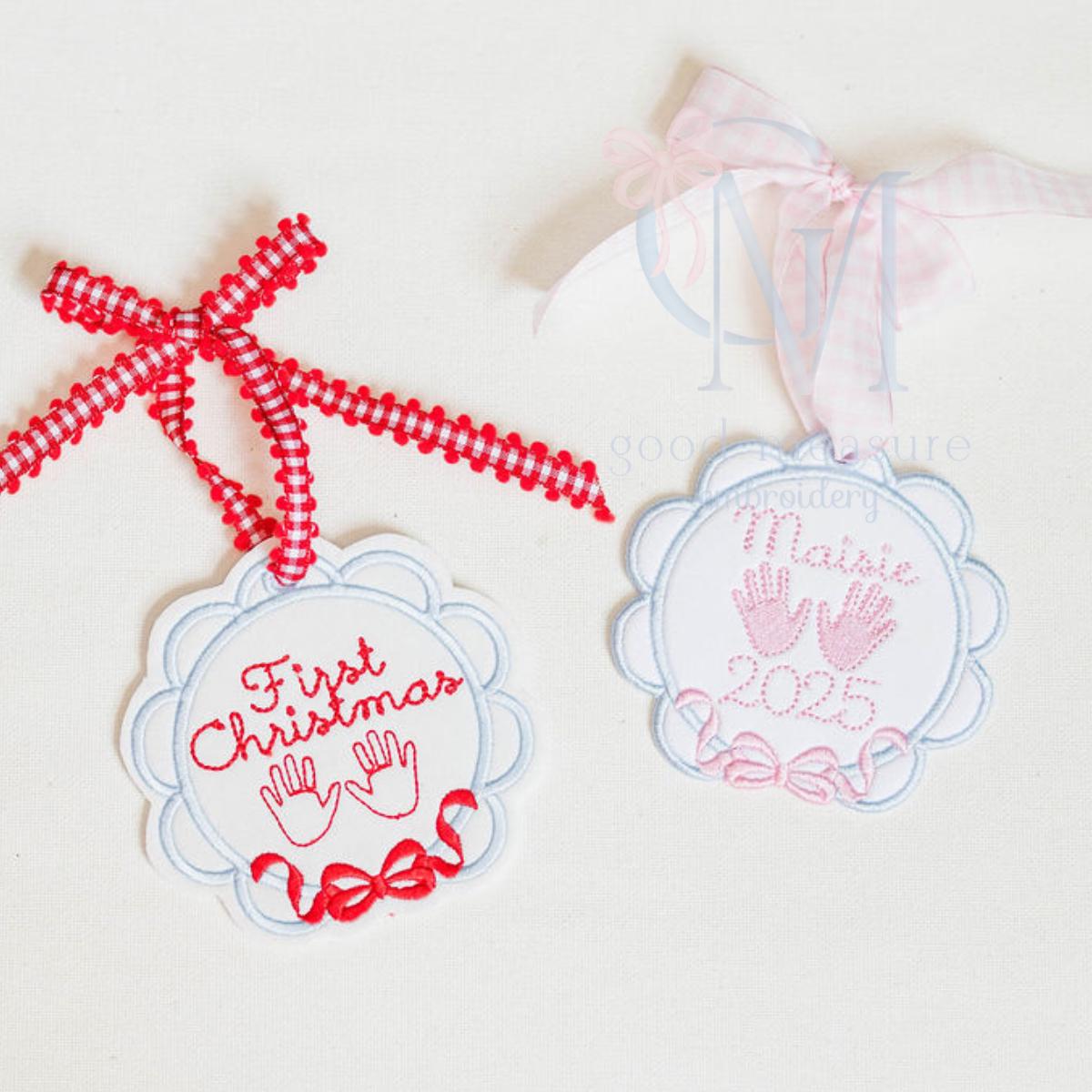 In the Hoop Satin Bow Circle Ornament Embroidery Design
