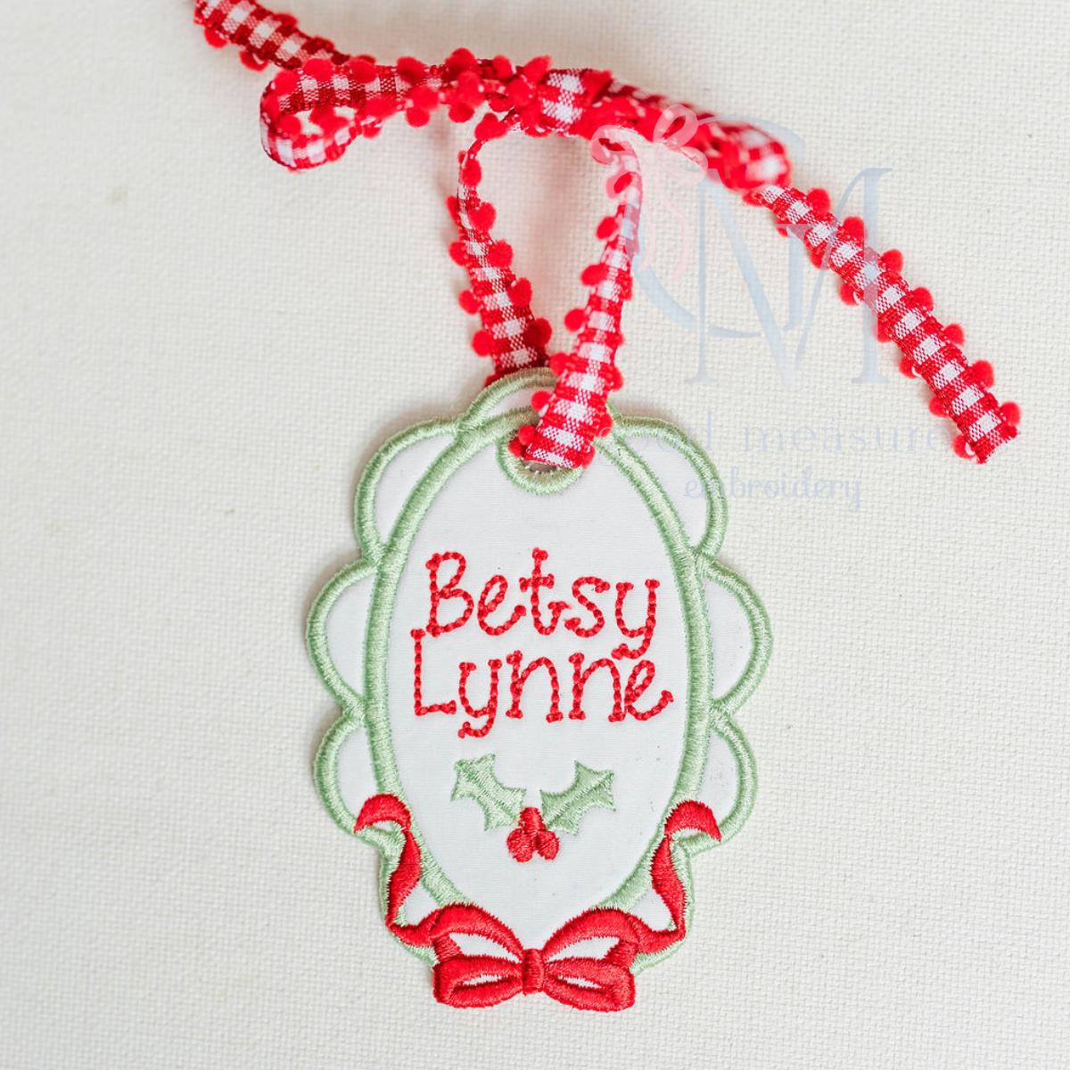 In the Hoop Satin Bow Oval Ornament Embroidery Design