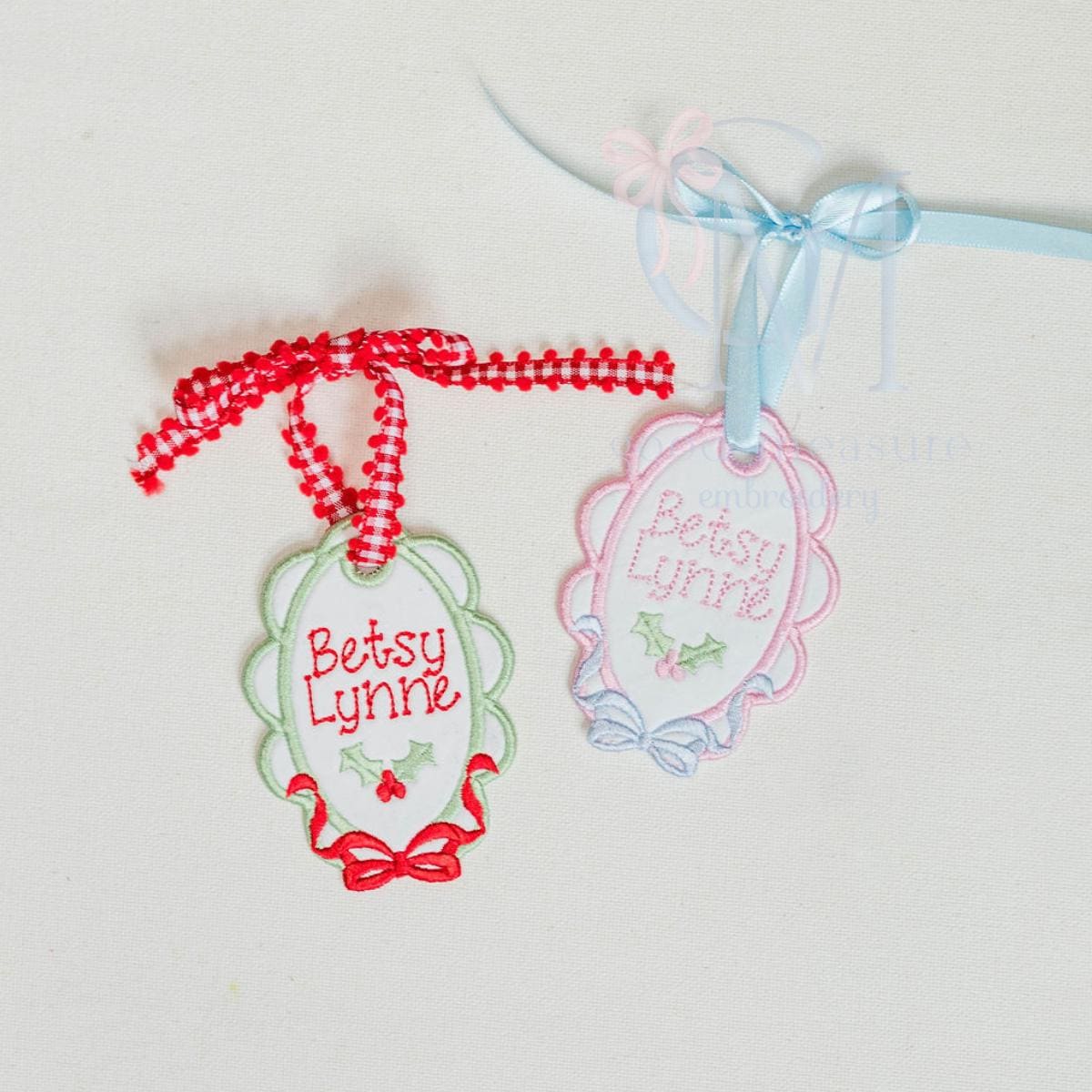 In the Hoop Satin Bow Oval Ornament Embroidery Design