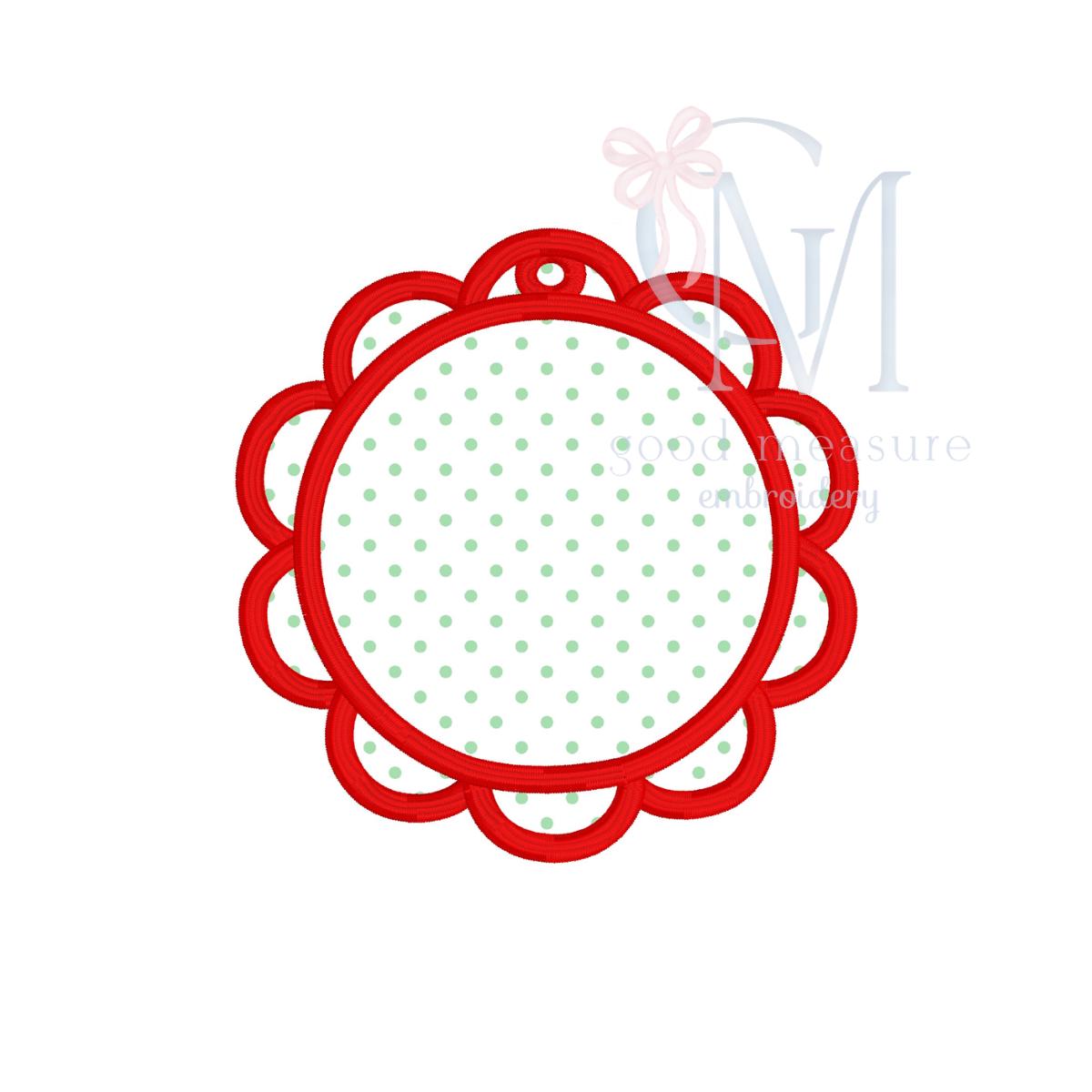 In the Hoop Satin Scallop Circle Ornament Embroidery Design