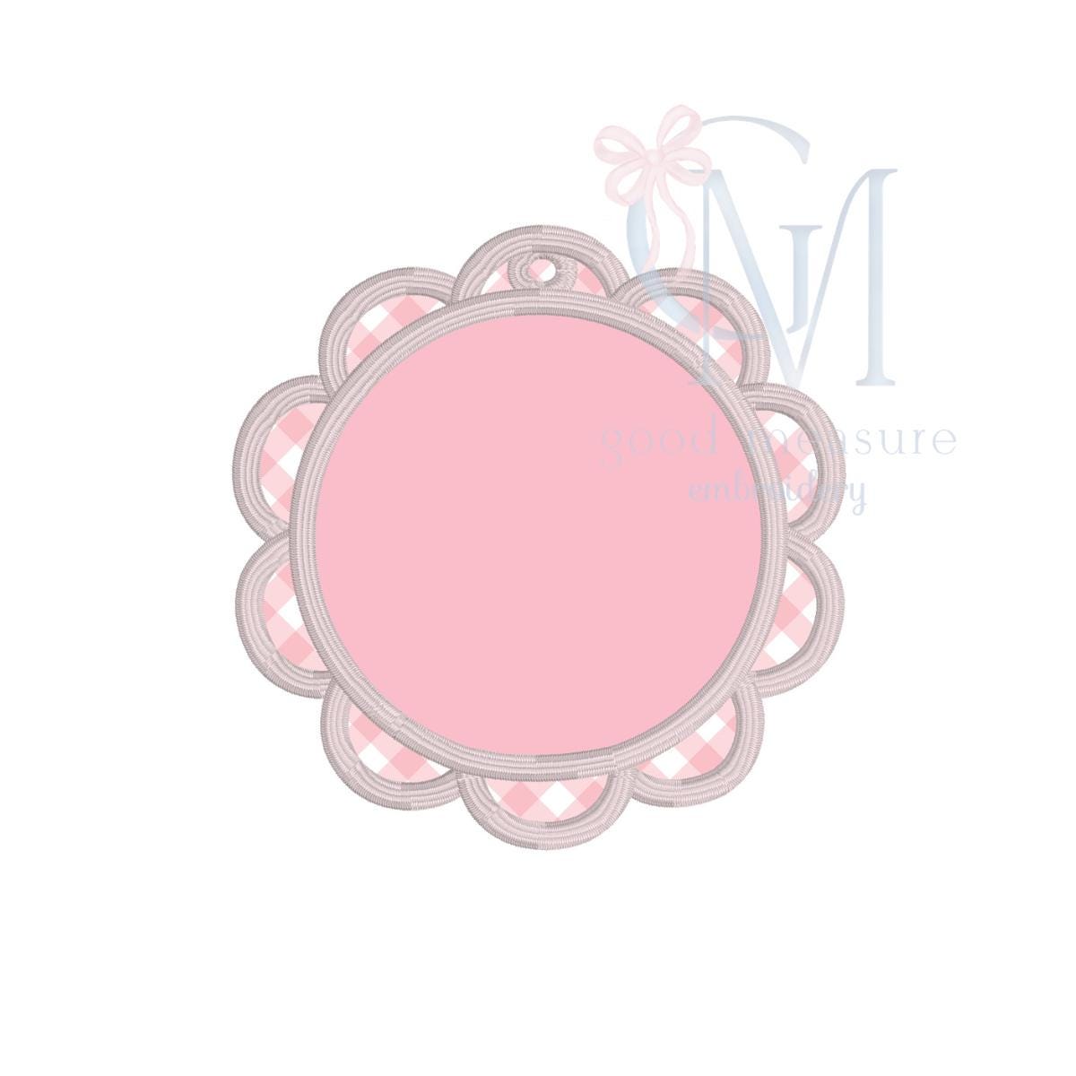 In the Hoop Satin Scallop Circle Double Fabric Ornament Embroidery Design