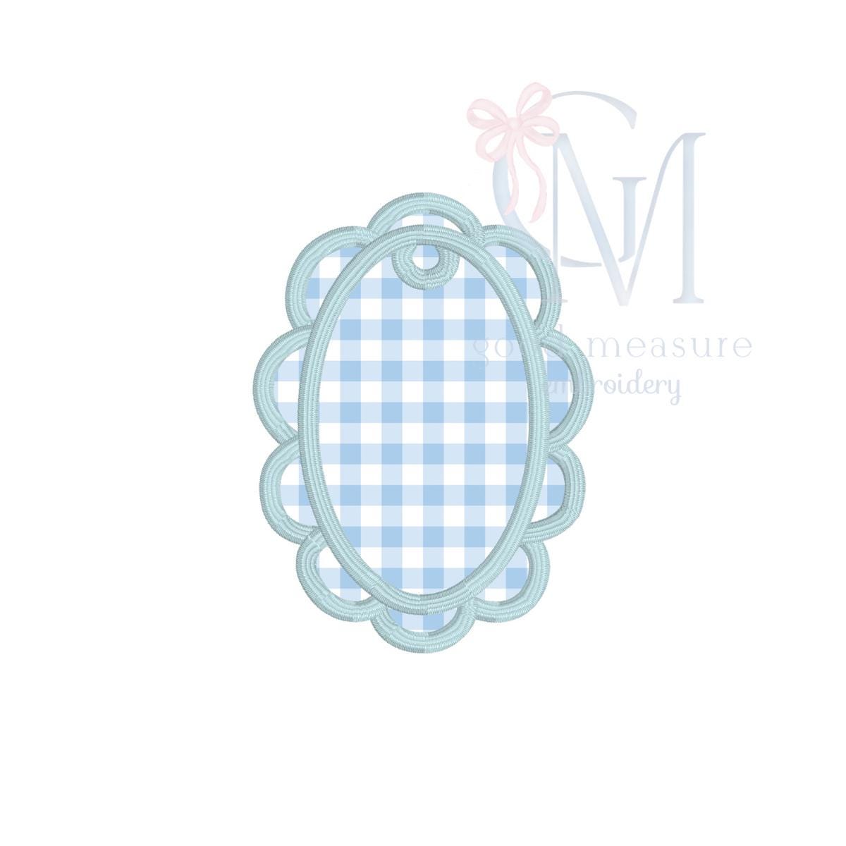 In the Hoop Satin Scallop Oval Ornament Embroidery Design