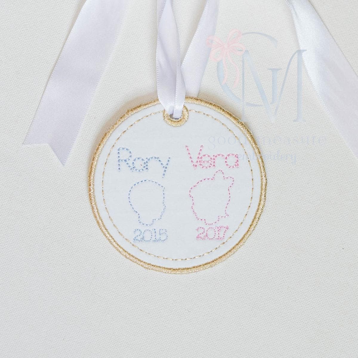 Vintage Stitch Baby Girl Silhouette Embroidery Design