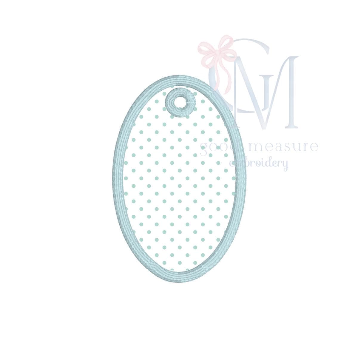 In the Hoop Satin Oval Ornament Tag Embroidery Design