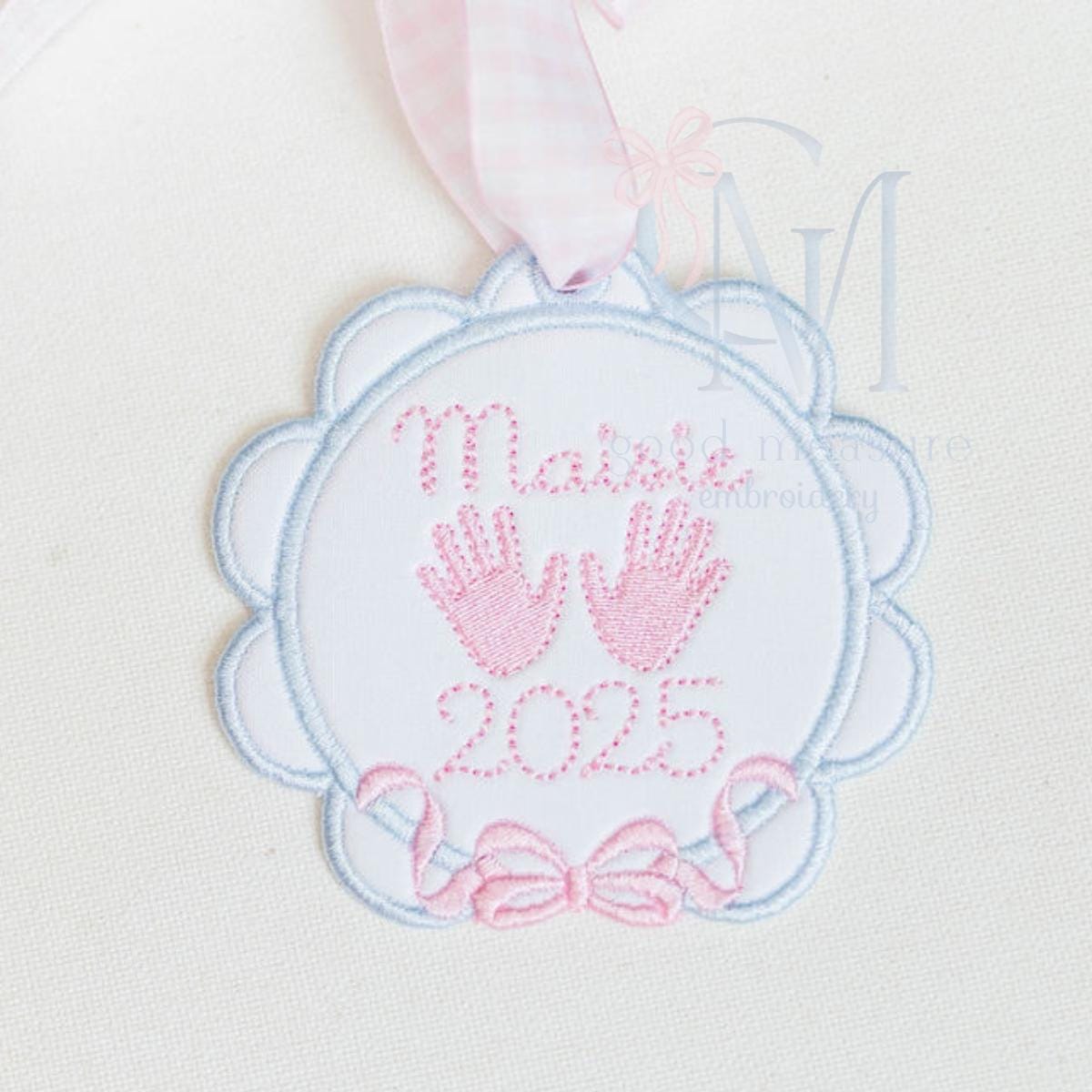 In the Hoop Satin Bow Circle Ornament Embroidery Design