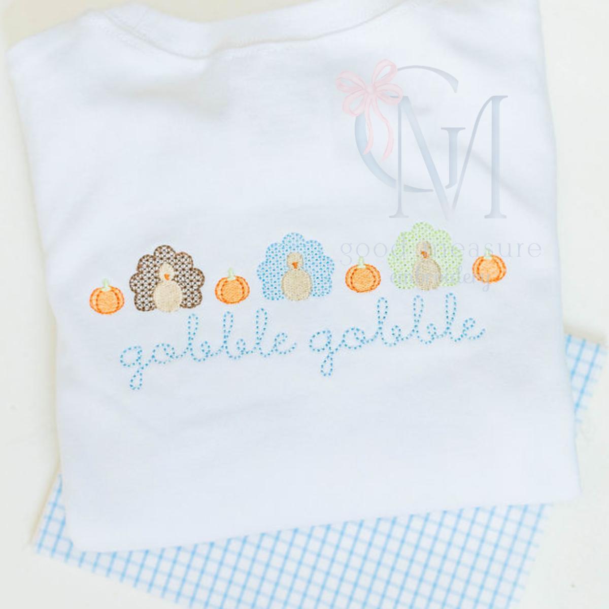 Cross Stitch Turkey and Pumpkin Machine Embroidery Design