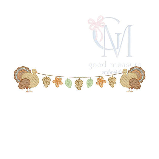 Turkey Leaf Garland Sketch Machine Embroidery Design
