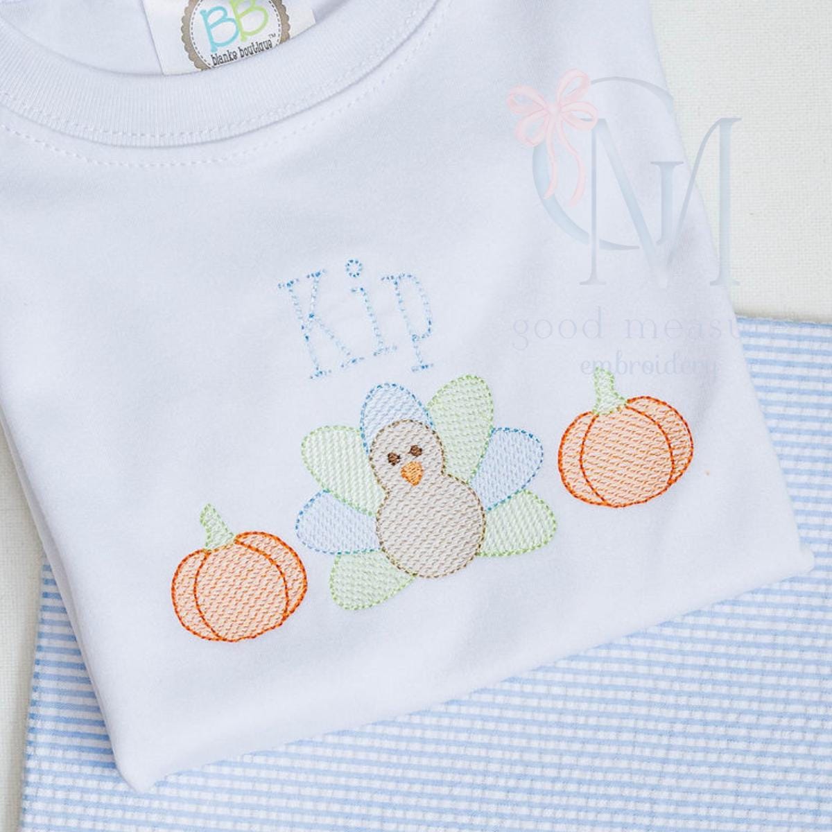 Turkey Pumpkin Sketch Trio Machine Embroidery Design