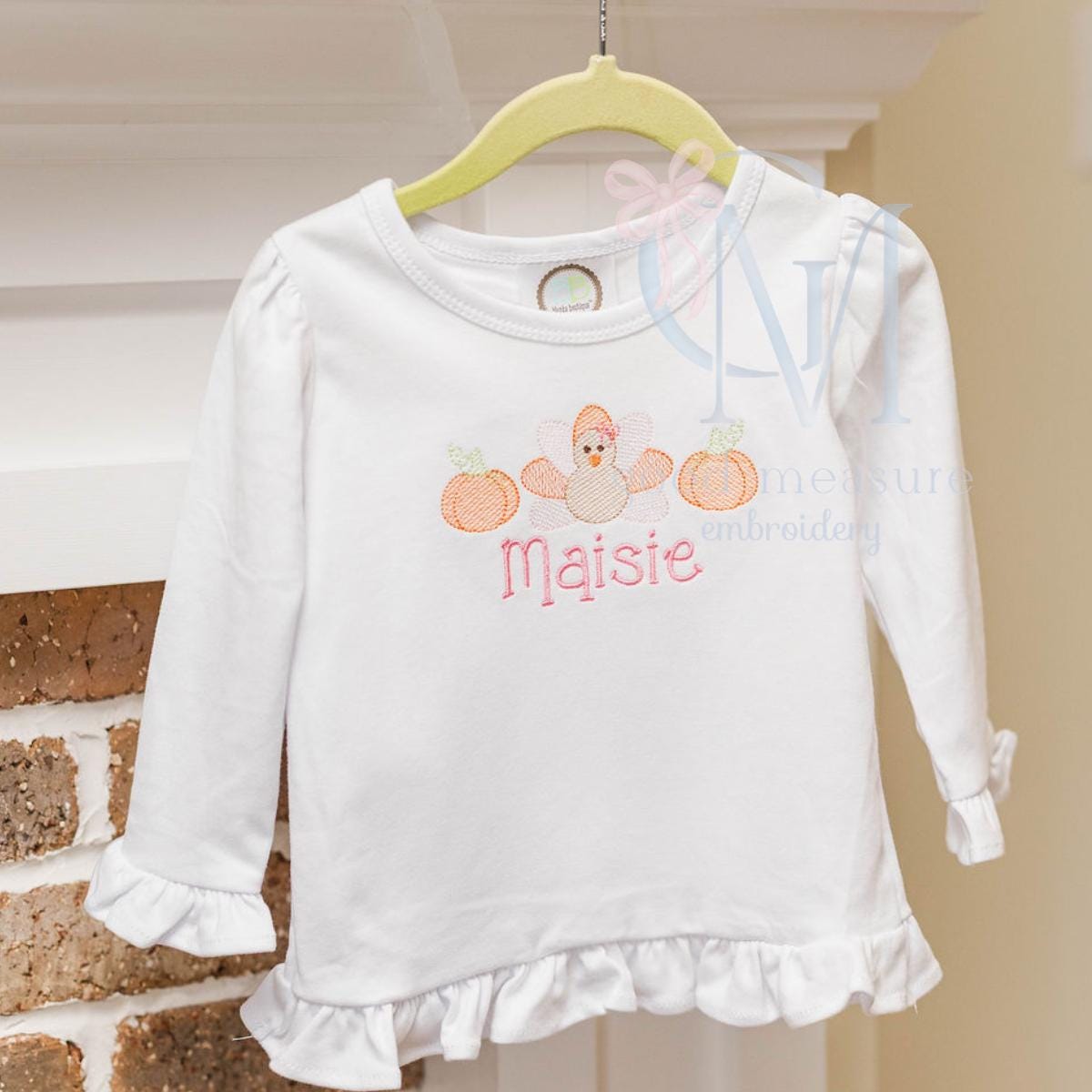 Turkey Pumpkin Girly Sketch Trio Machine Embroidery Design