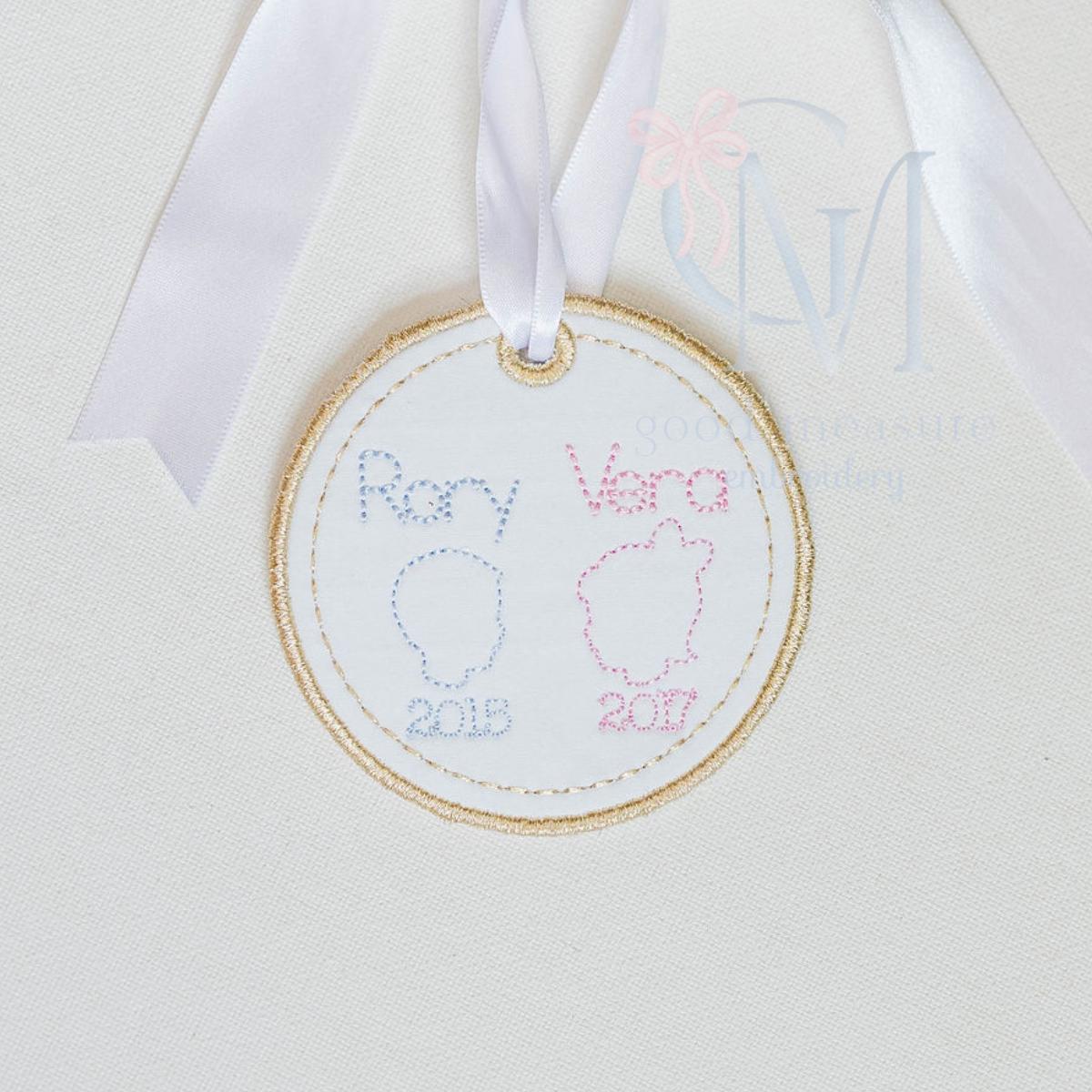 Vintage Stitch Baby Boy Silhouette Embroidery Design