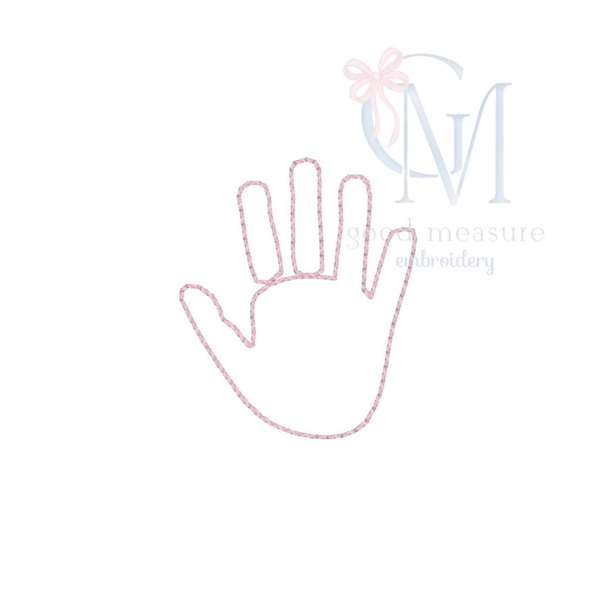Vintage Stitch Baby Hand Print Embroidery Design