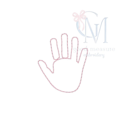 Vintage Stitch Baby Hand Print Embroidery Design