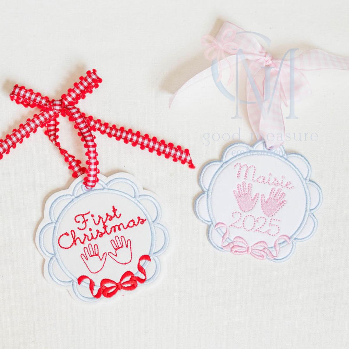 Vintage Stitch Baby Hand Print Embroidery Design