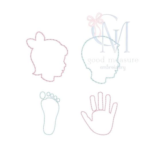 BUNDLE New Baby Vintage Stitch Embroidery Design
