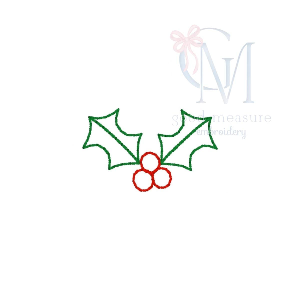 Vintage Stitch Mini Holly Berries Embroidery Design